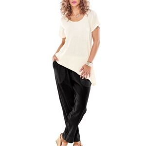 Oh My Gauze‎ Women's Fiona Pants 1 Medium Black Lagenlook Minimalist Neutral